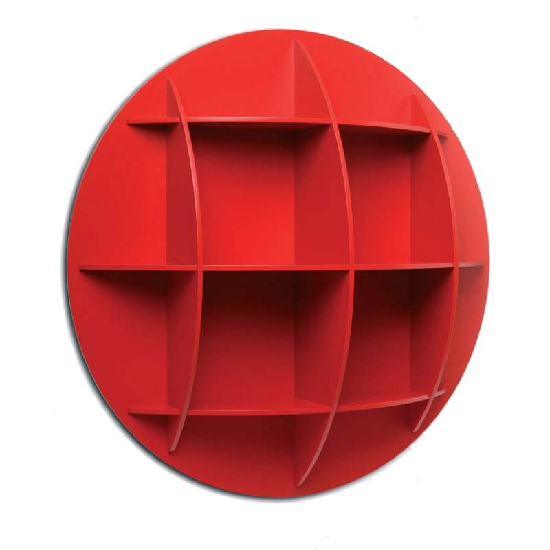 Minicontinental Sphärisches Bücherregal Rot lackiert Industrie Carnovali